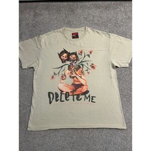 Teen Hearts Delete Me Graphic Tee Mens XL Tan Excellent Surrealist Alt Shirt